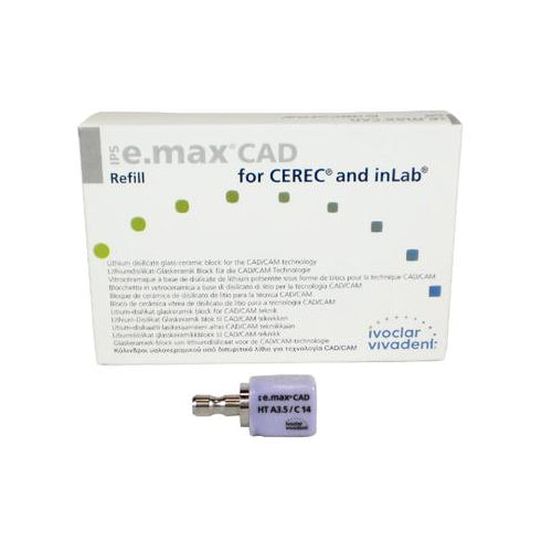 Vivadent Ivoclar IPS e.max CAD CEREC Blocks InLab 5/Pk Vivadent Ivoclar IPS e.max CAD CEREC Blocks InLab 5/Pk